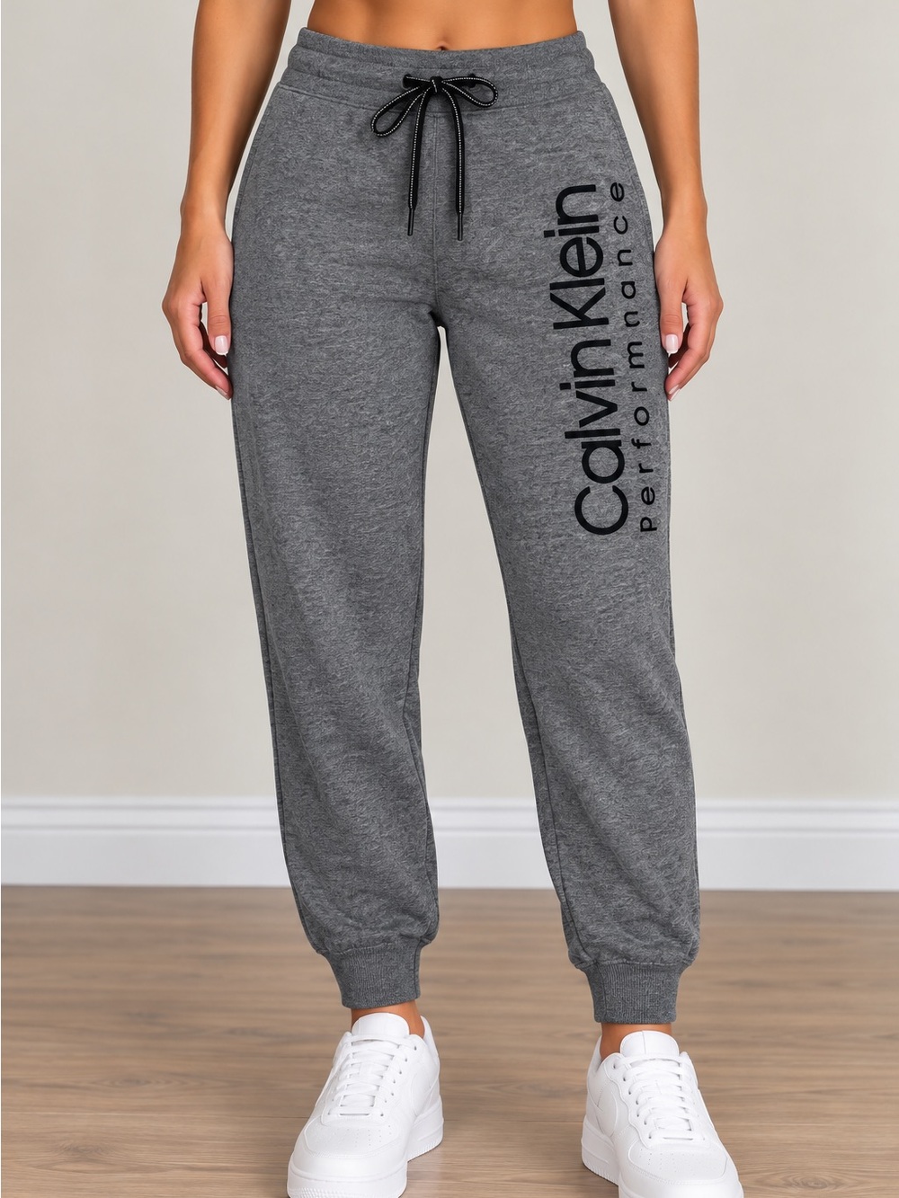 Calvin Klein Performance Women’s Gray Logo Fleece Jogger Sweatpants Small